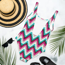 Load image into Gallery viewer, Yeehaw Turquoise Aztec One-Piece Swimsuit