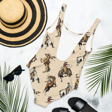 Load image into Gallery viewer, Yeehaw Vintage Cowgirl One-Piece Swimsuit