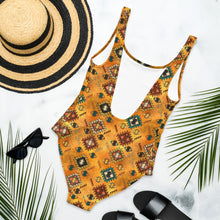 Load image into Gallery viewer, Yeehaw Golden Aztec One-Piece Swimsuit