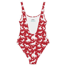 Load image into Gallery viewer, Yeehaw Red Rodeo Cowboy One-Piece Swimsuit
