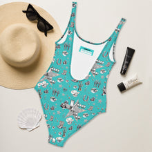 Load image into Gallery viewer, Baha Ranch Yeehaw Rhinestone Cowgirl Turquoise One-Piece Swimsuit