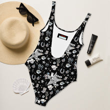 Load image into Gallery viewer, Baha Ranch Yeehaw Rhinestone Cowgirl Black One-Piece Swimsuit