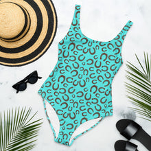 Load image into Gallery viewer, Yeehaw Turquoise Horseshoe One-Piece Swimsuit