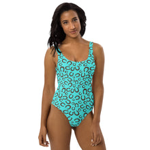 Load image into Gallery viewer, Yeehaw Turquoise Horseshoe One-Piece Swimsuit