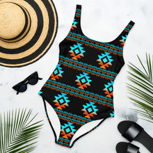 Load image into Gallery viewer, Yeehaw Black Aztec One-Piece Swimsuit