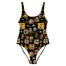 Load image into Gallery viewer, Yeehaw Vintage Cowgirl Collage One-Piece Swimsuit