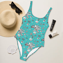 Load image into Gallery viewer, Baha Ranch Yeehaw Rhinestone Cowgirl Turquoise One-Piece Swimsuit