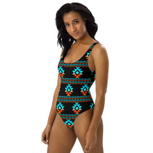 Load image into Gallery viewer, Yeehaw Black Aztec One-Piece Swimsuit