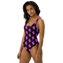 Load image into Gallery viewer, Yeehaw Purple Neon Cactus One-Piece Swimsuit