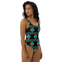 Load image into Gallery viewer, Yeehaw Black Aztec One-Piece Swimsuit