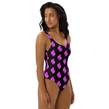 Load image into Gallery viewer, Yeehaw Purple Neon Cactus One-Piece Swimsuit
