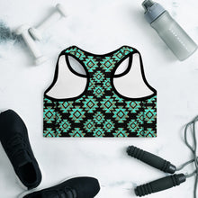 Load image into Gallery viewer, Turquoise Aztec Sports Bra