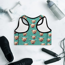 Load image into Gallery viewer, Highland Cow Sports Bra