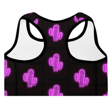 Load image into Gallery viewer, Purple Neon Cactus Padded Sports Bra