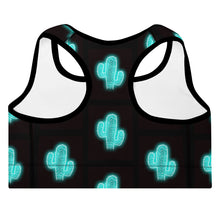 Load image into Gallery viewer, Turquoise Neon Cactus Padded Sports Bra
