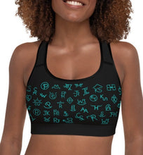 Load image into Gallery viewer, Turquoise Cattle Brands Sports Bra