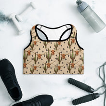 Load image into Gallery viewer, Longhorn Ranch Cactus Padded Sports Bra
