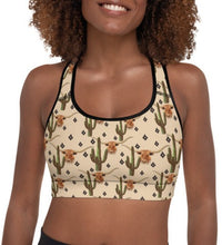 Load image into Gallery viewer, Longhorn Ranch Cactus Padded Sports Bra