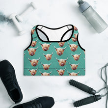 Load image into Gallery viewer, Highland Cow Sports Bra
