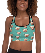 Load image into Gallery viewer, Highland Cow Sports Bra