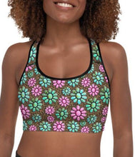 Load image into Gallery viewer, Pink Turquoise Cowgirl Sports Bra