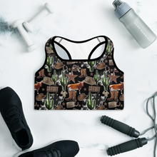 Load image into Gallery viewer, Cowboy Collage Sports Bra