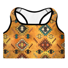 Load image into Gallery viewer, Golden Aztec Padded Sports Bra