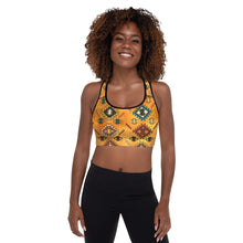Load image into Gallery viewer, Golden Aztec Padded Sports Bra