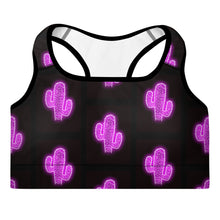 Load image into Gallery viewer, Purple Neon Cactus Padded Sports Bra