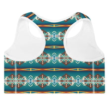 Load image into Gallery viewer, Teal Aztec Blanket Print Padded Sports Bra
