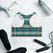 Load image into Gallery viewer, Teal Aztec Blanket Print Padded Sports Bra