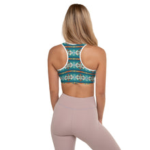 Load image into Gallery viewer, Teal Aztec Blanket Print Padded Sports Bra