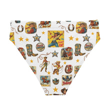 Load image into Gallery viewer, Yeehaw Vintage Cowgirl Collage White Bikini Bottom