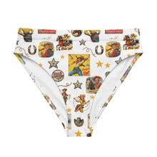 Load image into Gallery viewer, Yeehaw Vintage Cowgirl Collage White Bikini Bottom