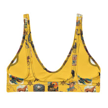 Load image into Gallery viewer, Yeehaw Vintage Cowboy Collage Mustard Bikini Top