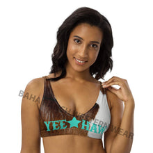 Load image into Gallery viewer, Yeehaw Brown Cow Print Bikini Top