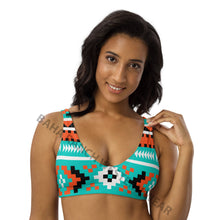 Load image into Gallery viewer, Yeehaw Turquoise Orange Aztec Bikini Top