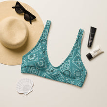 Load image into Gallery viewer, Yeehaw Turquoise Bandana Bikini Top