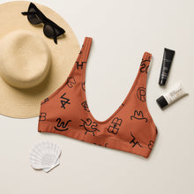 Load image into Gallery viewer, Yeehaw Brown Cattle Brands Bikini Top