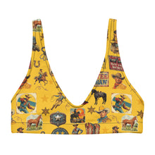 Load image into Gallery viewer, Yeehaw Vintage Cowboy Collage Mustard Bikini Top