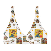 Load image into Gallery viewer, Yeehaw Vintage Cowgirl Collage White Bikini Top