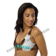 Load image into Gallery viewer, Yeehaw Brown Cow Print Bikini Top