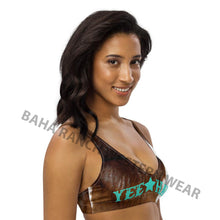 Load image into Gallery viewer, Yeehaw Brown Cow Print Bikini Top