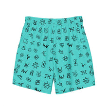 Load image into Gallery viewer, Yeehaw Turquoise Cattle Brands Men's Swim Trunks