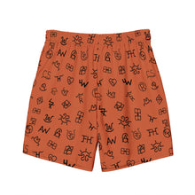 Load image into Gallery viewer, Yeehaw Brown Cattle Brands Men's Swim Trunks