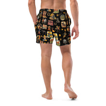 Load image into Gallery viewer, Yeehaw Vintage Cowboy Collage Swim Trunks