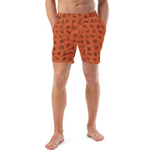 Load image into Gallery viewer, Yeehaw Brown Cattle Brands Men's Swim Trunks