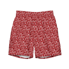 Load image into Gallery viewer, Yeehaw Red Bandana Men's Swim Trunks