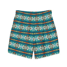 Load image into Gallery viewer, Yeehaw Teal Aztec Blanket Print Mens Swim Shorts