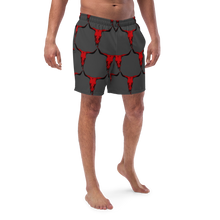 Load image into Gallery viewer, Yeehaw Red Bull Skull Men's Swim Trunks